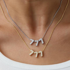 Hot-Selling 18K Gold-Plated Copper Zircon High-Polish Lucky Number Angel Number Pendant Necklace