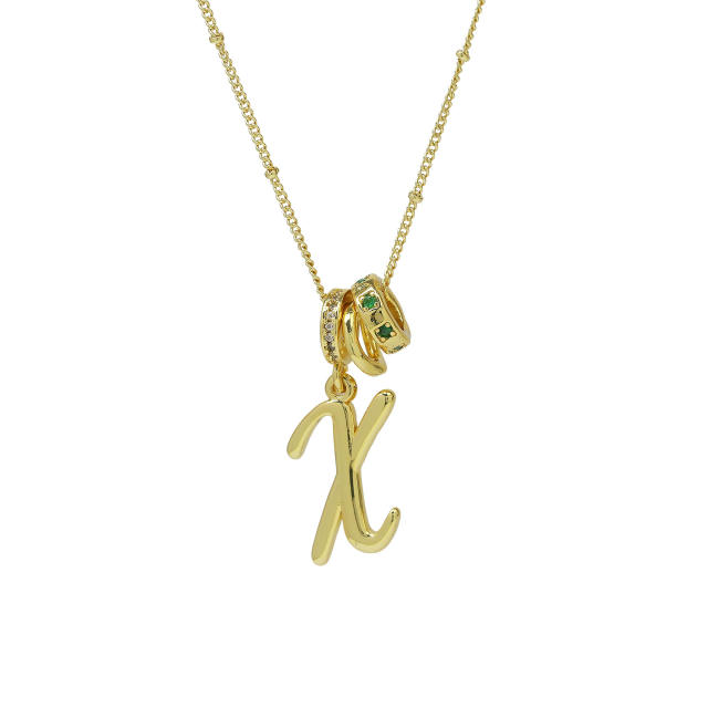 18K Gold Electroplated High-Polish Cursive Handwriting 26 English Letter Initial letter Pendant Necklace