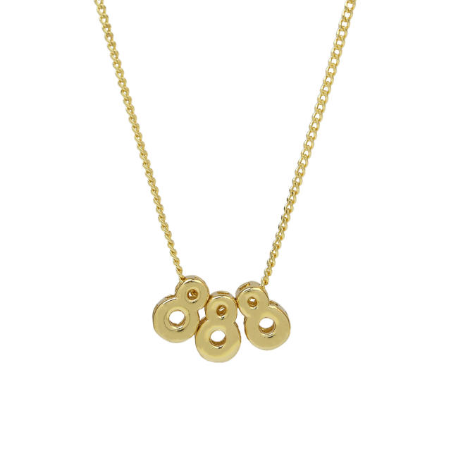 Hot-Selling 18K Gold-Plated copper High-Polish Lucky Number Angel Number Pendant Necklace
