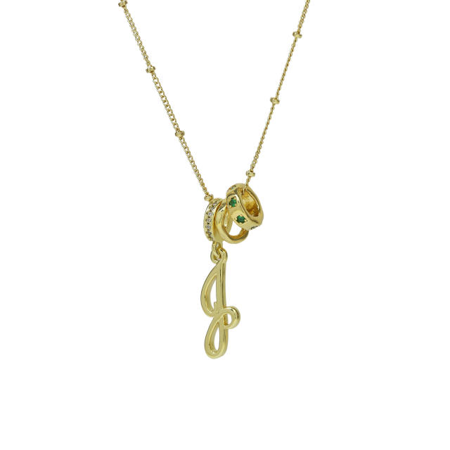 18K Gold Electroplated High-Polish Cursive Handwriting 26 English Letter Initial letter Pendant Necklace