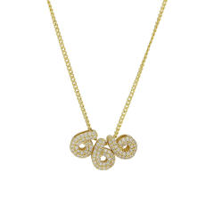 Hot-Selling 18K Gold-Plated Copper Zircon High-Polish Lucky Number Angel Number Pendant Necklace