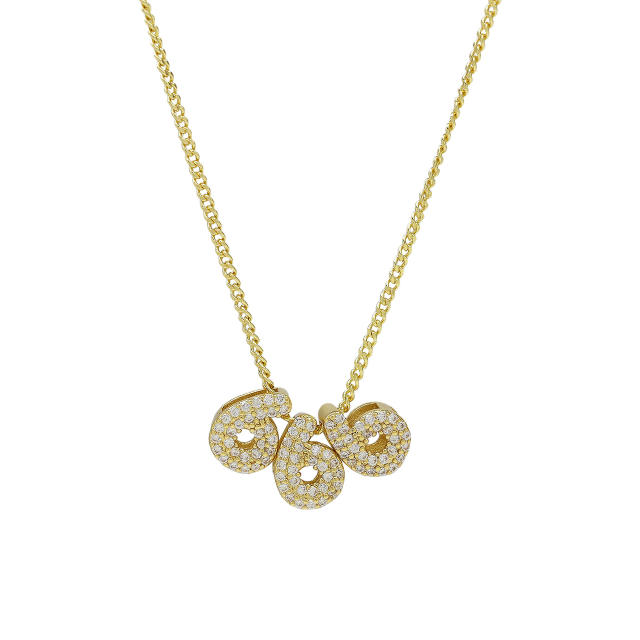 Hot-Selling 18K Gold-Plated Copper Zircon High-Polish Lucky Number Angel Number Pendant Necklace