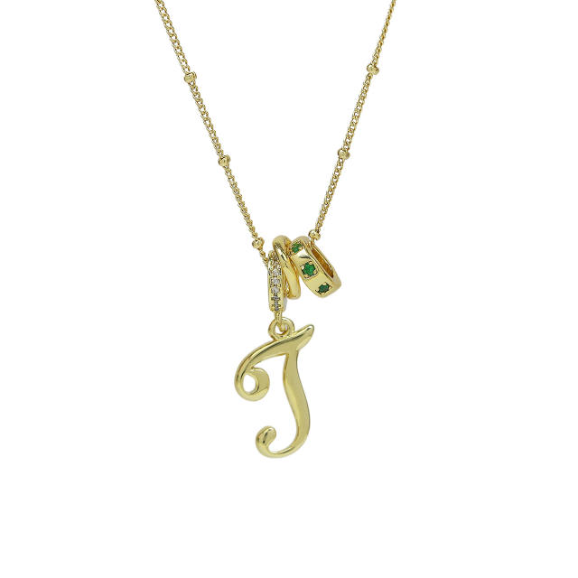 18K Gold Electroplated High-Polish Cursive Handwriting 26 English Letter Initial letter Pendant Necklace