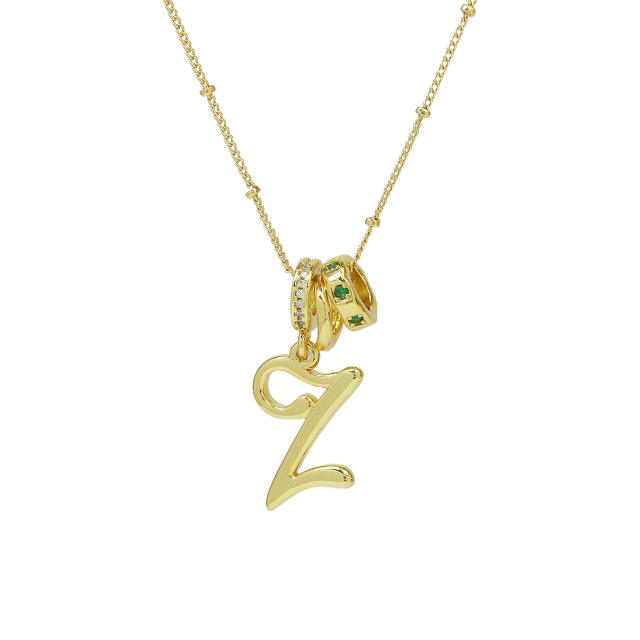 18K Gold Electroplated High-Polish Cursive Handwriting 26 English Letter Initial letter Pendant Necklace