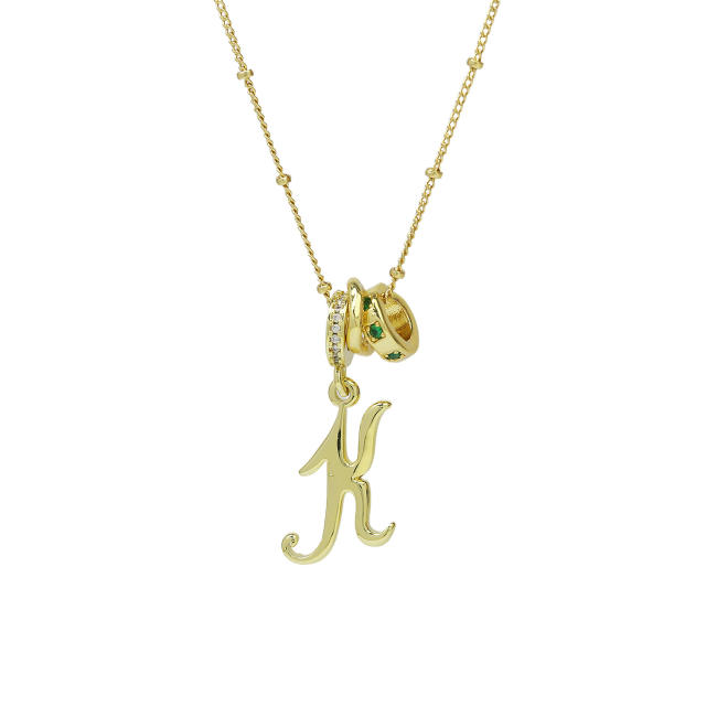 18K Gold Electroplated High-Polish Cursive Handwriting 26 English Letter Initial letter Pendant Necklace