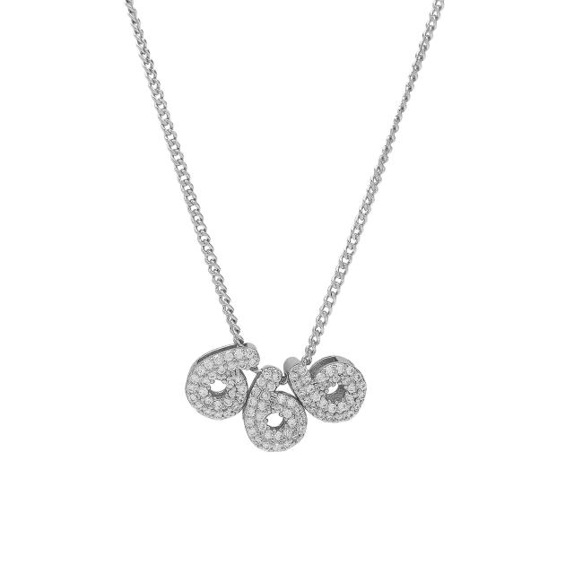 Hot-Selling 18K Gold-Plated Copper Zircon High-Polish Lucky Number Angel Number Pendant Necklace