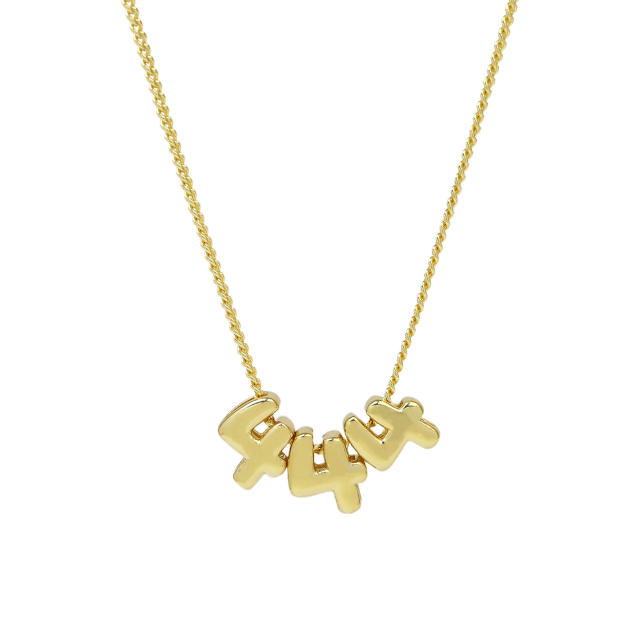 Hot-Selling 18K Gold-Plated copper High-Polish Lucky Number Angel Number Pendant Necklace