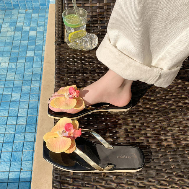 French Style Gentle Fairy Sandals Slippers Women's Summer Phalaenopsis Seaside Holiday Flip-Flops