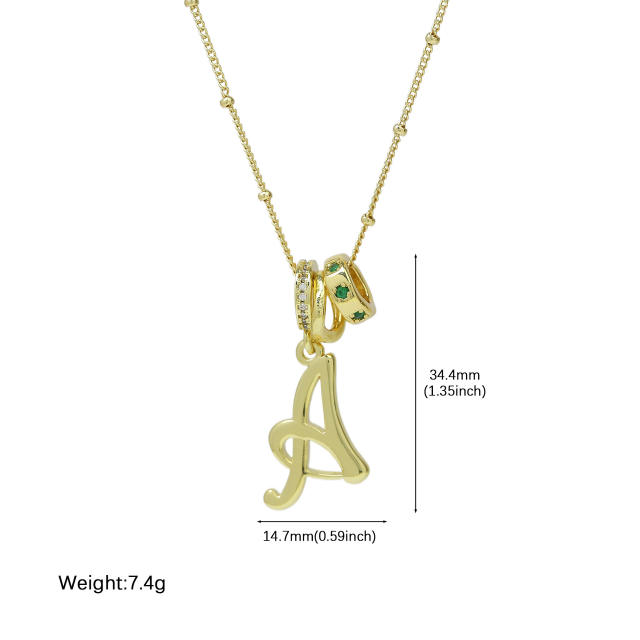 18K Gold Electroplated High-Polish Cursive Handwriting 26 English Letter Initial letter Pendant Necklace