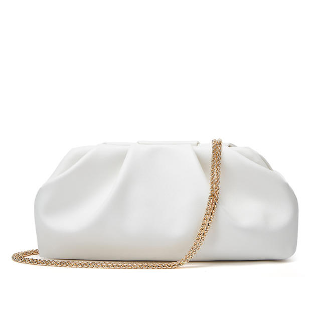 Pleated Cloud Bag Women's Fashionable silver Portable Small Square Bag All-match Chain Crossbody Bag