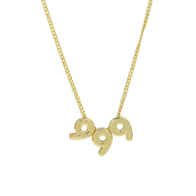 Hot-Selling 18K Gold-Plated copper High-Polish Lucky Number Angel Number Pendant Necklace