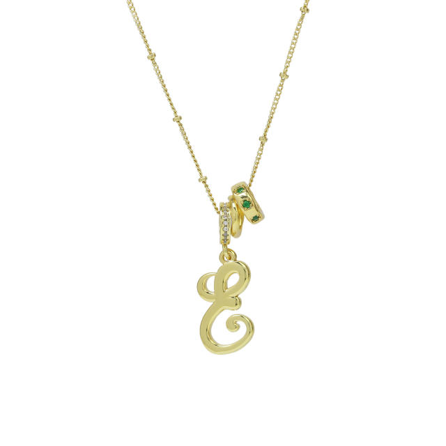18K Gold Electroplated High-Polish Cursive Handwriting 26 English Letter Initial letter Pendant Necklace