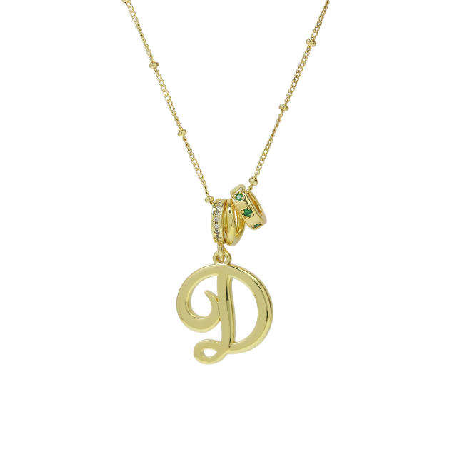 18K Gold Electroplated High-Polish Cursive Handwriting 26 English Letter Initial letter Pendant Necklace