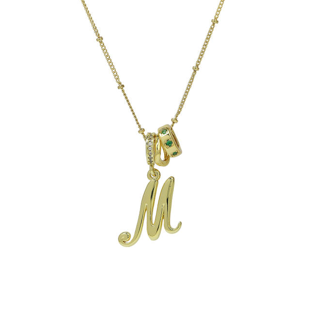 18K Gold Electroplated High-Polish Cursive Handwriting 26 English Letter Initial letter Pendant Necklace