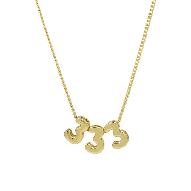 Hot-Selling 18K Gold-Plated copper High-Polish Lucky Number Angel Number Pendant Necklace