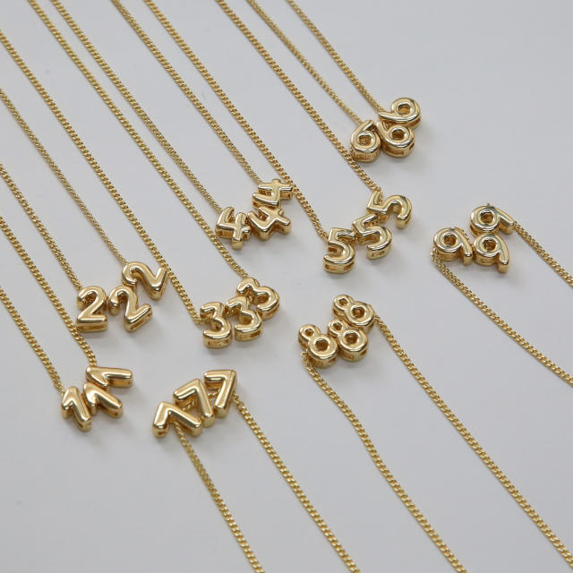 Hot-Selling 18K Gold-Plated copper High-Polish Lucky Number Angel Number Pendant Necklace