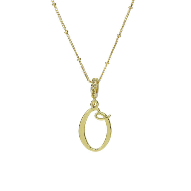 18K Gold Electroplated High-Polished Cursive 26 English Letters initial letter Pendant Necklace