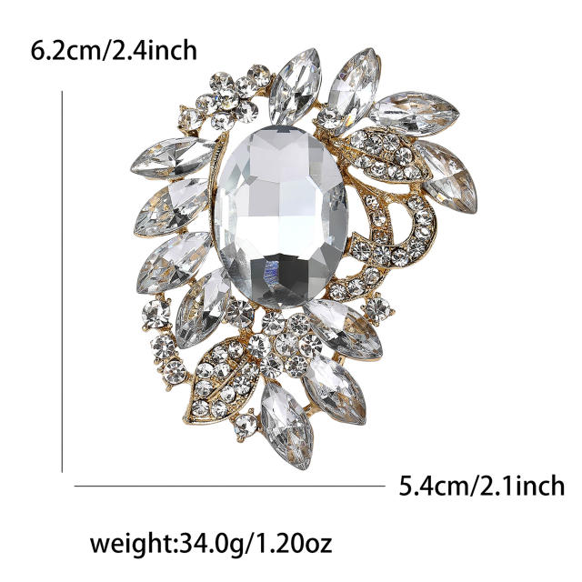 Korean Fashion Creative Alloy Medium Glass Brooch