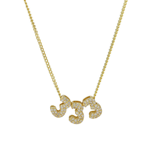 Hot-Selling 18K Gold-Plated Copper Zircon High-Polish Lucky Number Angel Number Pendant Necklace