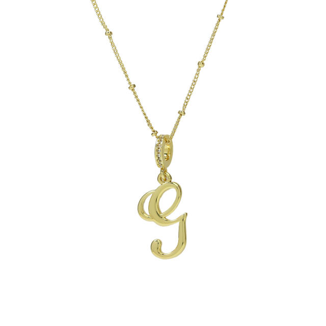 18K Gold Electroplated High-Polished Cursive 26 English Letters initial letter Pendant Necklace
