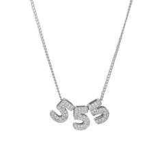 Hot-Selling 18K Gold-Plated Copper Zircon High-Polish Lucky Number Angel Number Pendant Necklace