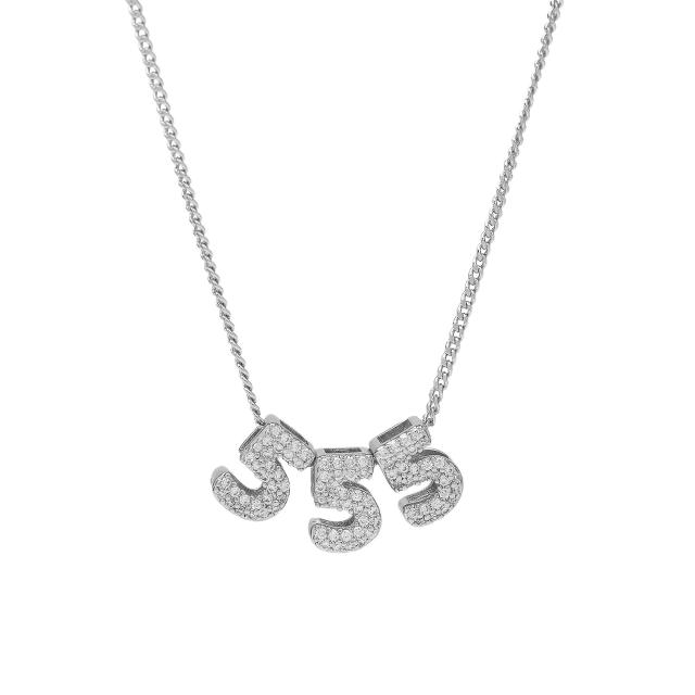 Hot-Selling 18K Gold-Plated Copper Zircon High-Polish Lucky Number Angel Number Pendant Necklace