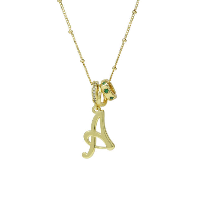 18K Gold Electroplated High-Polish Cursive Handwriting 26 English Letter Initial letter Pendant Necklace