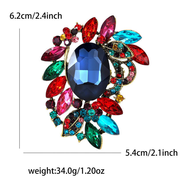 Korean Fashion Creative Alloy Medium Glass Brooch