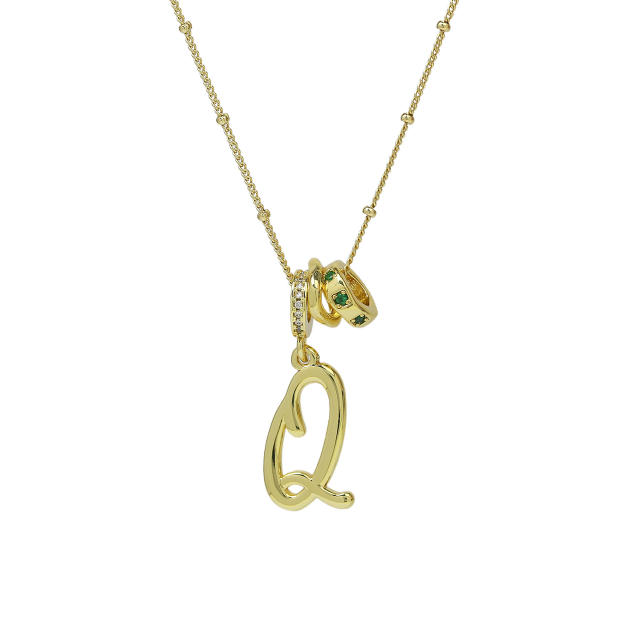 18K Gold Electroplated High-Polish Cursive Handwriting 26 English Letter Initial letter Pendant Necklace