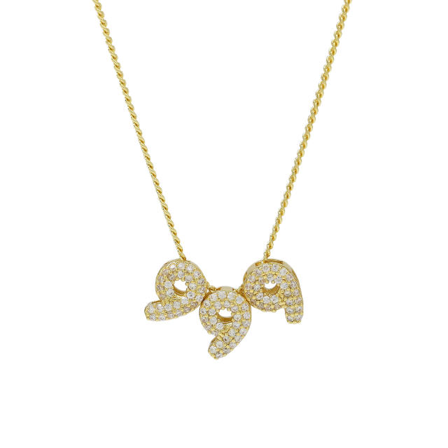 Hot-Selling 18K Gold-Plated Copper Zircon High-Polish Lucky Number Angel Number Pendant Necklace