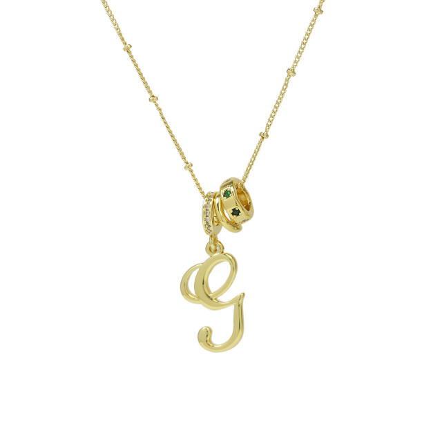 18K Gold Electroplated High-Polish Cursive Handwriting 26 English Letter Initial letter Pendant Necklace