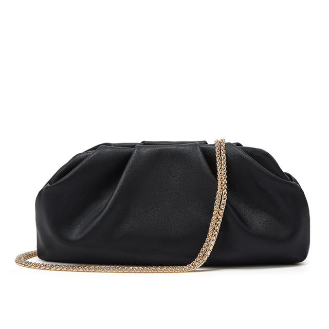 Pleated Cloud Bag Women's Fashionable silver Portable Small Square Bag All-match Chain Crossbody Bag