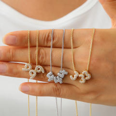 Hot-Selling 18K Gold-Plated Copper Zircon High-Polish Lucky Number Angel Number Pendant Necklace