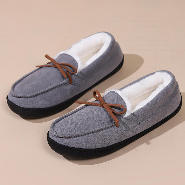 Women's Warm Casual Bean Shoes Women's Bow Round Head All-inclusive Household Wearing Cotton Shoes