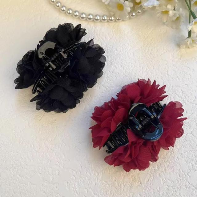 Blooming Roses 7cm Fabric rose flower hair claw clips