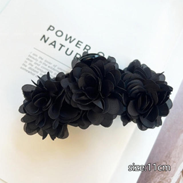 Blooming Roses 7cm Fabric rose flower hair claw clips
