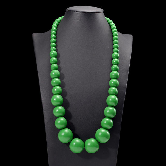 Exaggerated colorful wooden bead necklace Bohemian retro fashion handmade beaded necklace for women