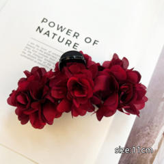 Blooming Roses 7cm Fabric rose flower hair claw clips