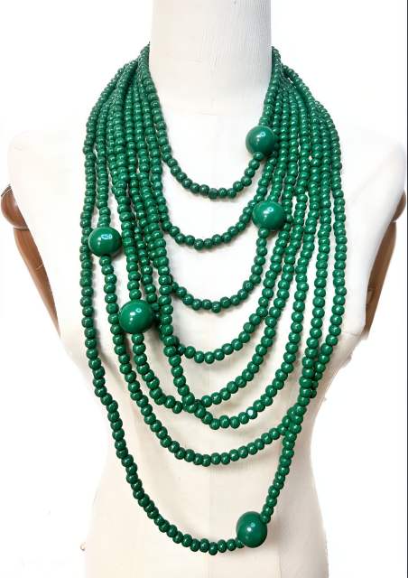 New Style Exaggerated Round Wooden Beads Multi-Layer long necklace sweater necklace
