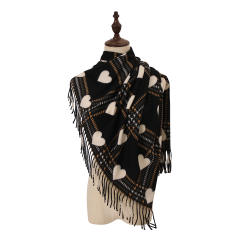 New Style Heart Scarf  Faux Cashmere Winter Warm Thickened Scarf Wholesale
