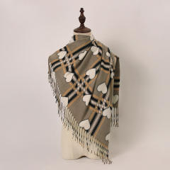 New Style Heart Scarf  Faux Cashmere Winter Warm Thickened Scarf Wholesale