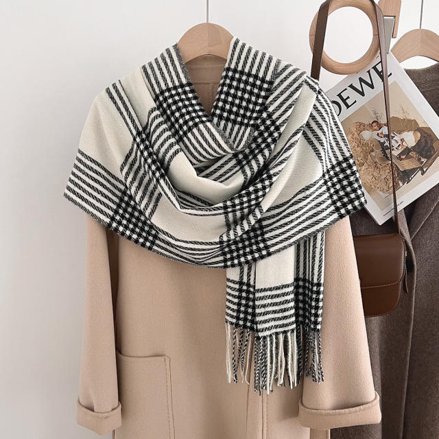 Classic thick design plaid pattern autumn winter warm scarf
