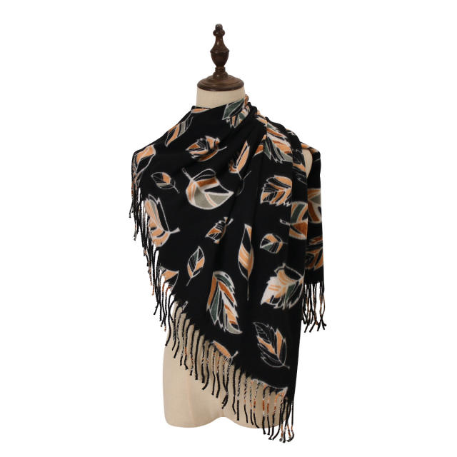 2025 New Soft Thickeneded Warm Imitation Cashmere Printed Tassel Scarf