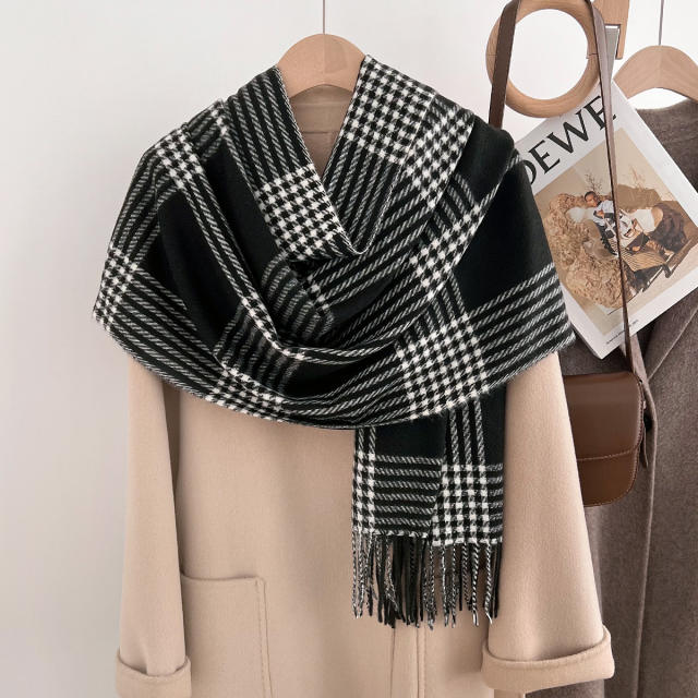 Classic thick design plaid pattern autumn winter warm scarf