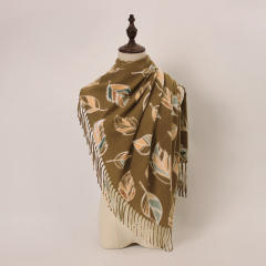 2025 New Soft Thickeneded Warm Imitation Cashmere Printed Tassel Scarf