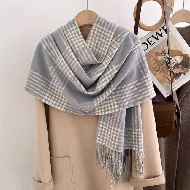Classic thick design plaid pattern autumn winter warm scarf