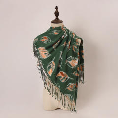2025 New Soft Thickeneded Warm Imitation Cashmere Printed Tassel Scarf