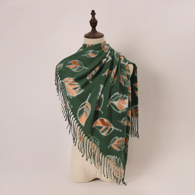 2025 New Soft Thickeneded Warm Imitation Cashmere Printed Tassel Scarf