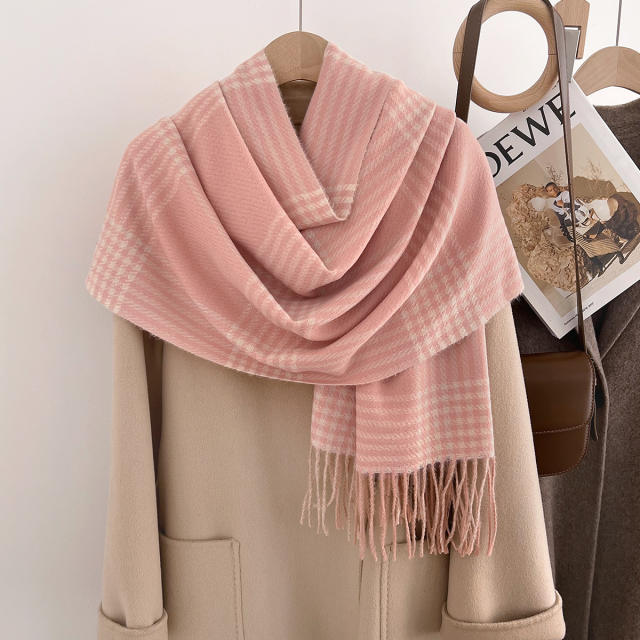 Classic thick design plaid pattern autumn winter warm scarf