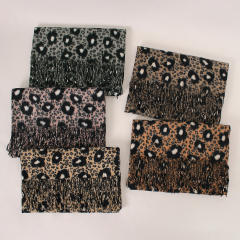 New Leopard Print Scarf for Women Trendy Long Imitation Cashmere Scarf,